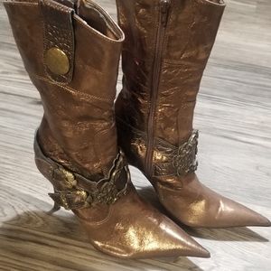 Metallic bronze boots